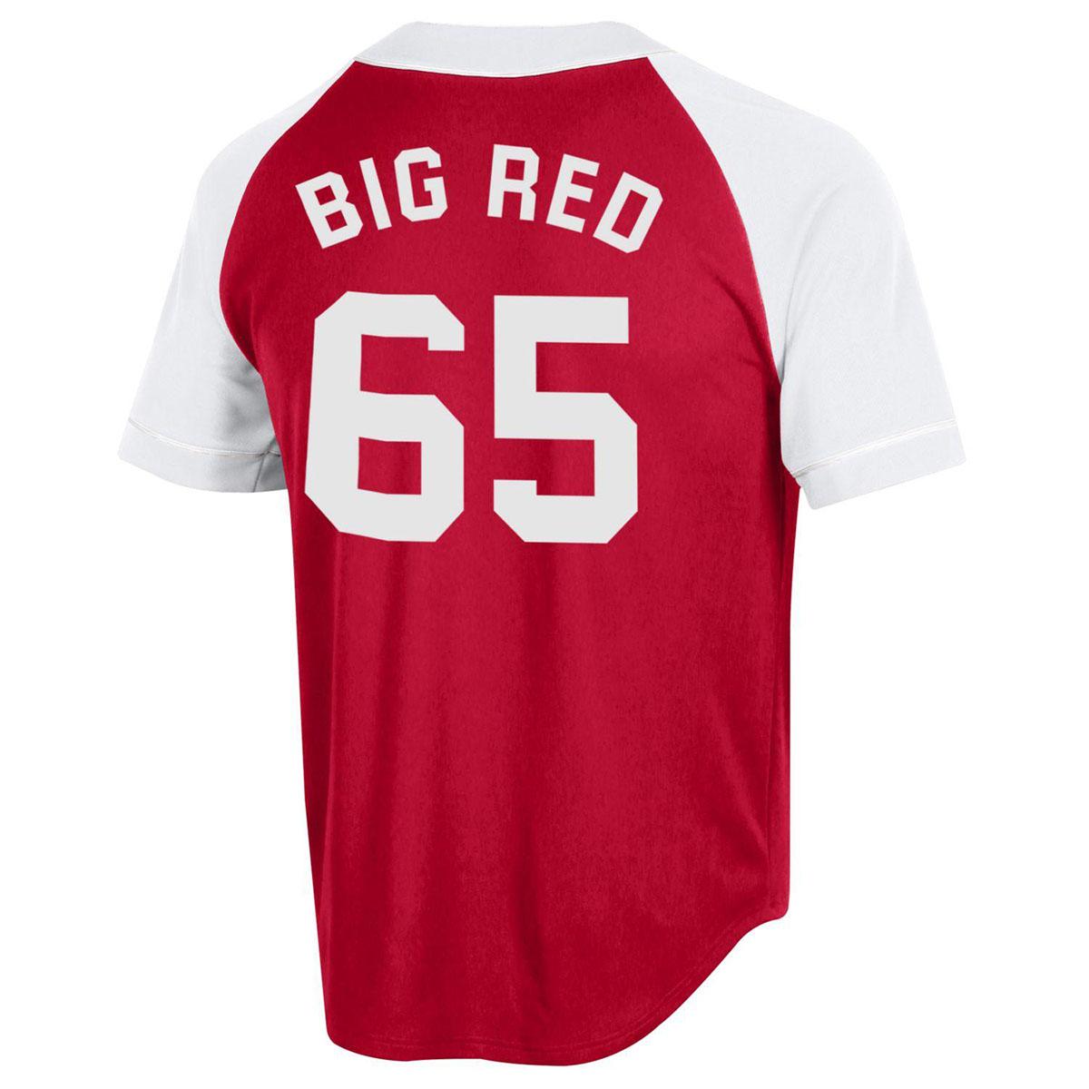 all red baseball jersey