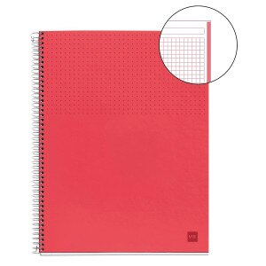 Miquelrius Polypropylene1 Subject Notebook, Red Graph