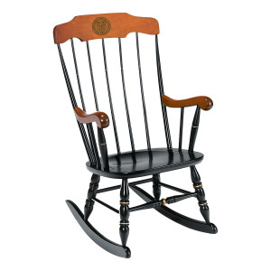 Weill Cornell Medicine Black Rocking Chair with Cherry Arms and Head Rest
