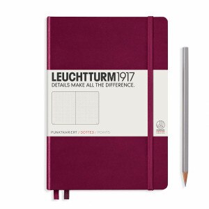 Leuchtturm Notebook Medium (A5), Hardcover, Port Red, Dotted