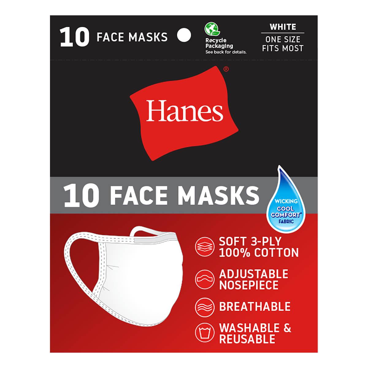 Hanes Cotton Face Coverings- 10 Pac