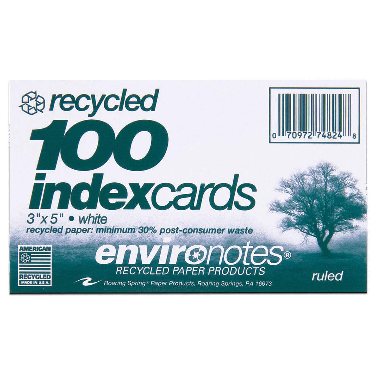 Recycled Index Cards 3"x5" Ruled