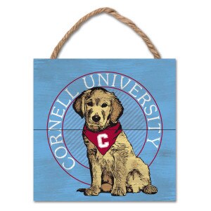Cornell Dog Wood Plank Hanging Sign