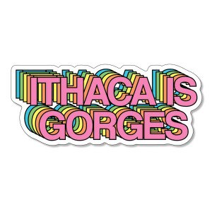 Ithaca is Gorges Retro Layered Dizzler Decal 3"