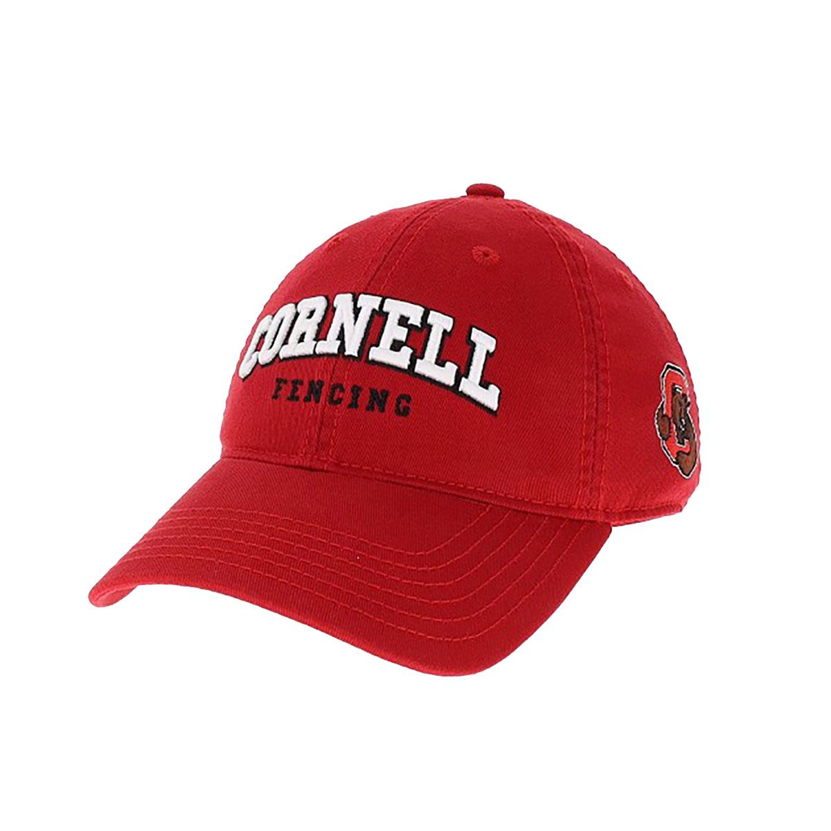Cornell Fencing Cap with Bear Through C Side Embroidery