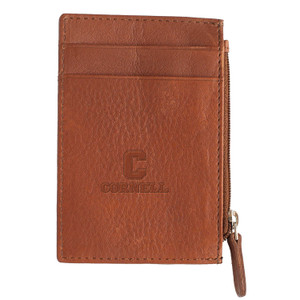 Cognac Leather Zip ID Holder Block C over Cornell