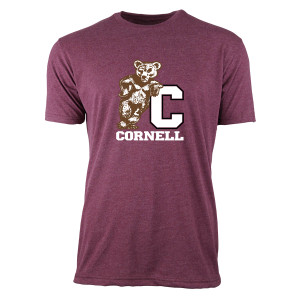 Cornell Bear Leaning On C Sueded Tee