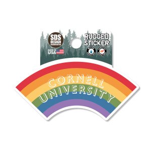 Rainbow with Cornell University Rugged Sticker 3"