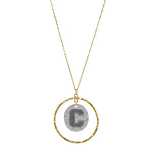 Gold Chain Silver Block C Hammered