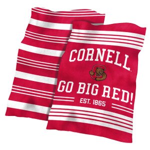 Red and White Stripe Cornell Bear Through C Blanket