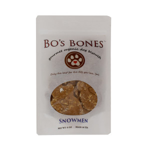 Bo's Bones- Snowmen Organic Gourmet Dog Biscuits- 4oz Bag