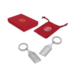 Cornell University Seal Clock Tower Silver Key Chain