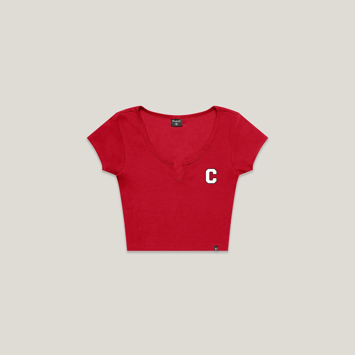 Women's Block C V-Notch Crop Red