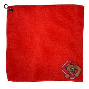 Red Small Microfiber Golf Towel Bear through C