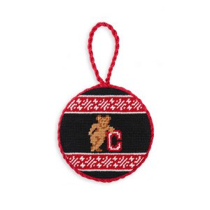 Needlepoint Bear Leaning on C Ornament