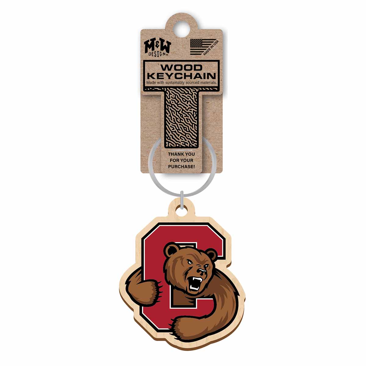 Bear through C Wood Keychain Accessories The Cornell Store