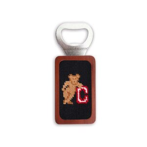 Needlepoint Bear Leaning on C Bottle Opener