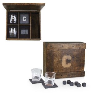 Block C Oak Wood Whiskey Box Gift Set