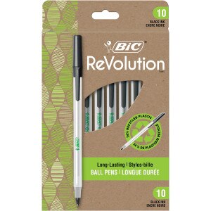 BIC ReVolution Round Stic Ball Point Black Pens 10pk