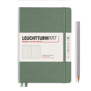 Leuchtturm 1917 Notebook, Medium A5, Hardcover, Olive, Dotted