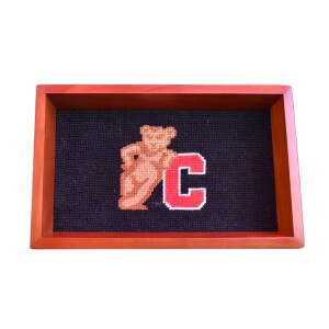 Needlepoint Bear Leaning on C Valet Tray