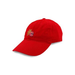 Needlepoint Bear Leaning on C Cap Red