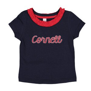 Toddler Script Cornell Ruffle Neck Tee