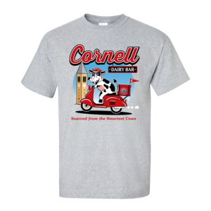 Cornell Dairy Bar Cow on Scooter Tee