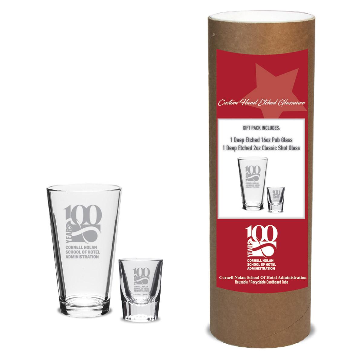 Cornell Nolan 100th Anniversary Pub and Shot Glass Set