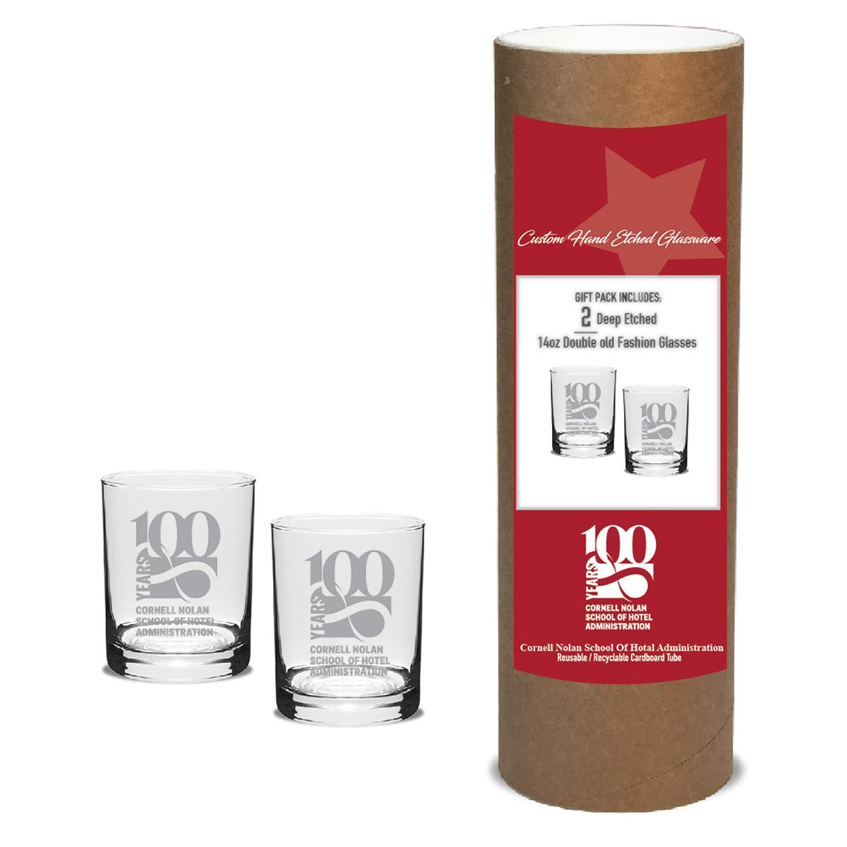 Cornell Nolan 100th Anniversary Stemless Old Fashion Glass Set