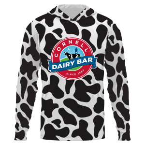 Cornell Dairy Bar Cow Print Logo Hood