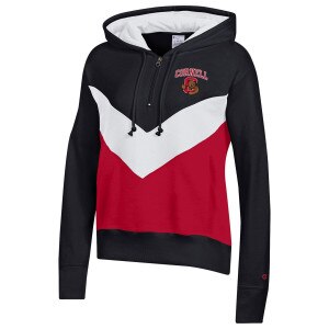 Women's Cornell Over Bear Through C and Big Red on Back Big Stripe Hood