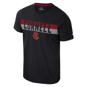 Cornell Lined Tee Over Bear Through C and Big Red Back Print Tee