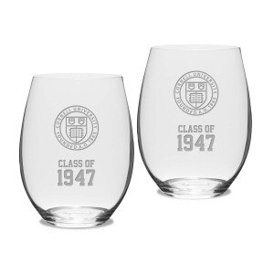 Custom Class of Cornell Riedel Stemless Wine Glass Set