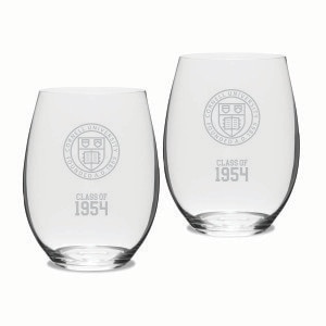 Custom Class of Cornell Riedel Stemless Wine Glass Set