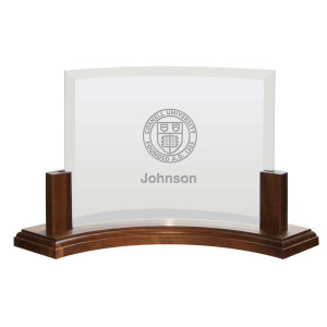 Custom School of Cornell Beveled Curved Glass in Stand