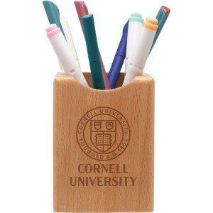 Wooden Pencil Cup with Cornell Seal