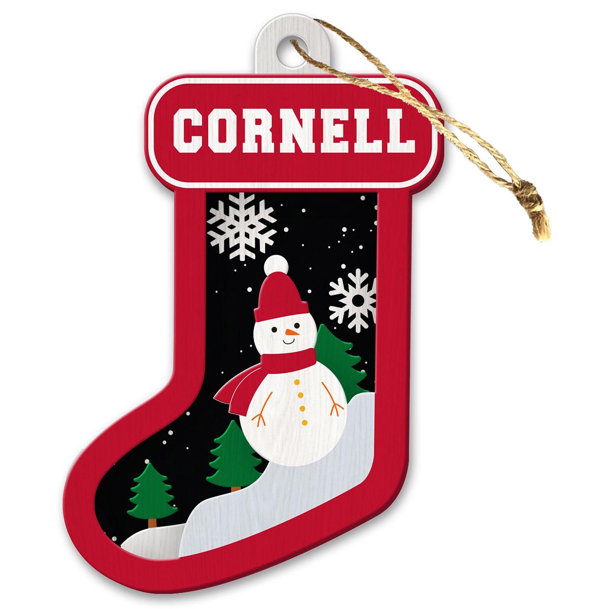 Wooden Cornell Snowman Ornament