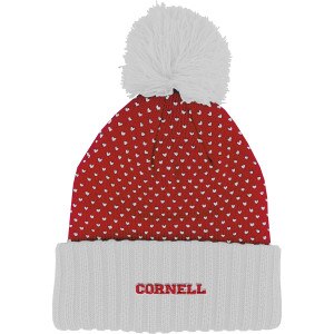 Cornell Dot Pattern Pom Beanie