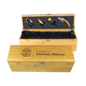 Cornell College of Veterinary Medicine Bamboo Wine Gift Box with Tools