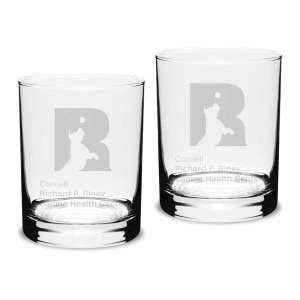 Cornell Riney Canine Health Center Double Old Fashion Glass Set