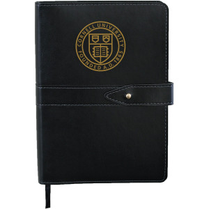 Cornell Black Faux-Leather Journal with Gold Seal