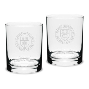 Cornell College of Veterinary Medicine Double Old Fashion Glass Set