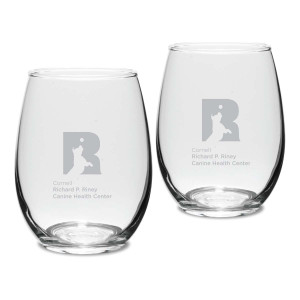 Cornell Riney Canine Health Center Stemless Wine Glass Set