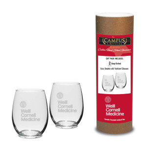 Weill Cornell Medicine Stemless Wine Glass Set