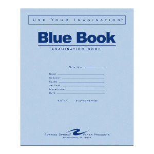 Book Exam Ruled 16 Page 50/Pk Blue Book Non Imprinted