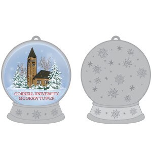 Pewter McGraw Tower Flat Snow Globe Ornament