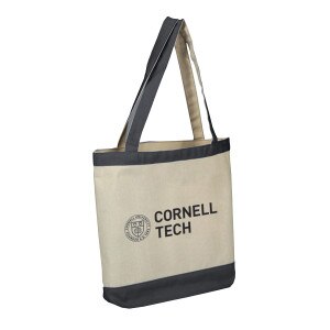 Cornell Tech Black Handle Natural Canvas Tote Bag