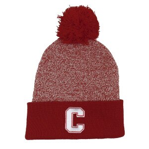 Block C Red Marled Pom Beanie