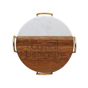 Cornell Acacia Wood & Marble Coaster Set (4)